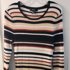 Forever 21 Dress Size 2x Tan, Black, White and Rust Color Long Sleeves Rigged